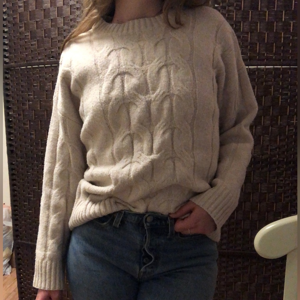 Cream chunky cable knit sweater